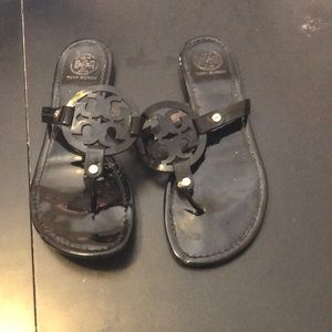 Black Glossy Tory Burch Sandals